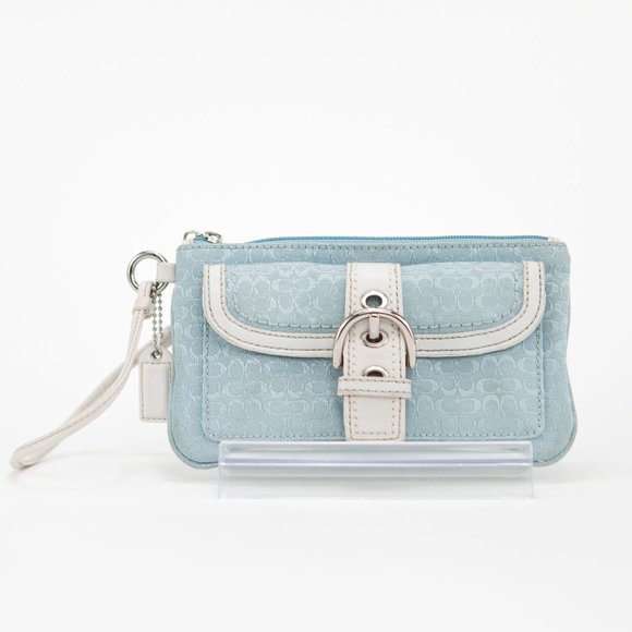 Coach Handbags - Coach Signature Mini C Canvas Baby Blue Wristlet